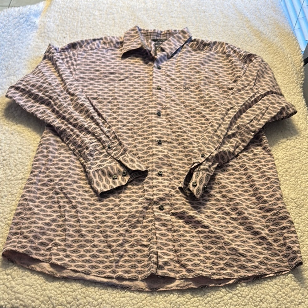 Ariat Pink Casual Button Down Shirt with Geometric Design